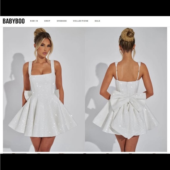 Babyboo White Sequin Mini Dress - Picture 1 of 2